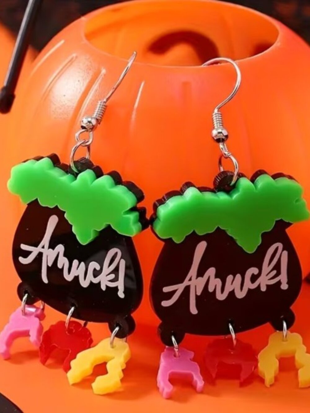 Hocus Pocus Earrings Women Acrylic Halloween Hook Pierced Dangle New